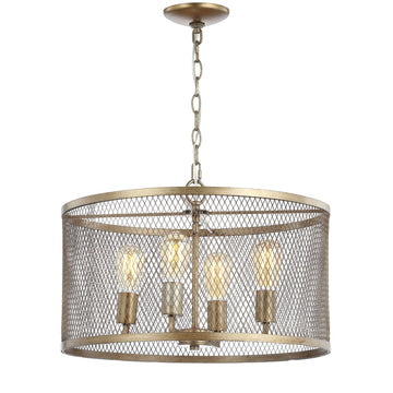 Pen 20" Iron Adjustable Industrial Mesh LED Pendant - JONATHAN Y